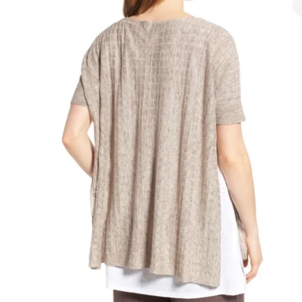 Eileen Fisher Lightweight Linen Melange Grid Tunic Top Size XXS/XS - Picture 2 of 10